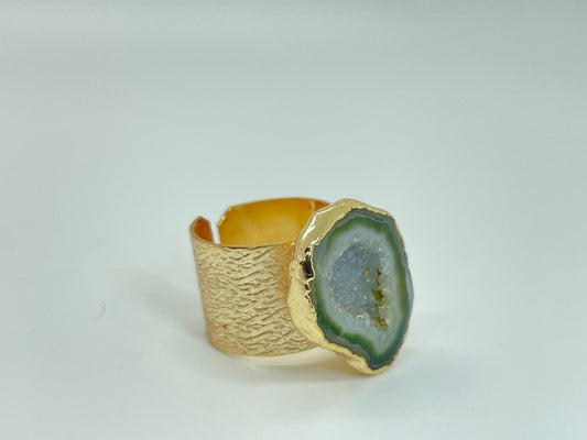 Olive Green Agate Ring