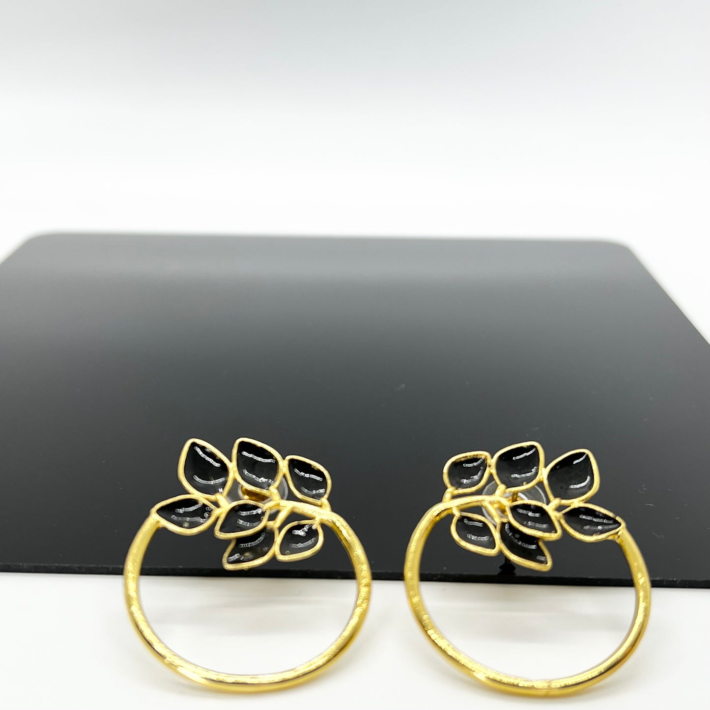 Black Leaf Cluster Earrings