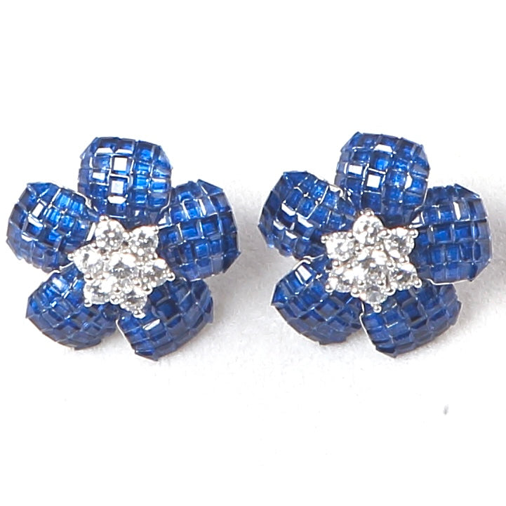 Invisible Setting Sapphire Earrings