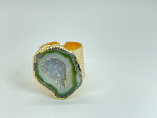 Olive Green Agate Ring