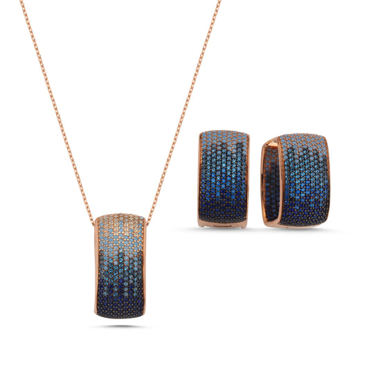 blue ombré earrings & necklace set - Rings