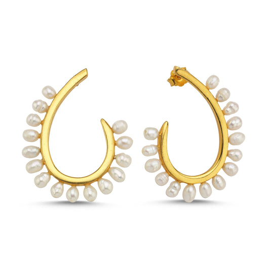 Gold And Pearl Teardrop Earrings