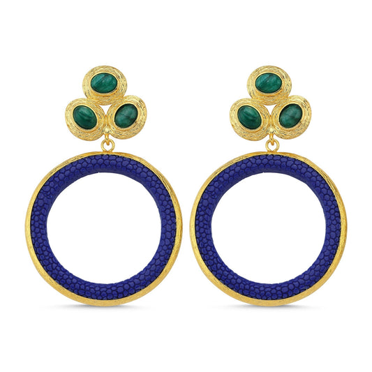 Medusa Blue & Emerald Earrings