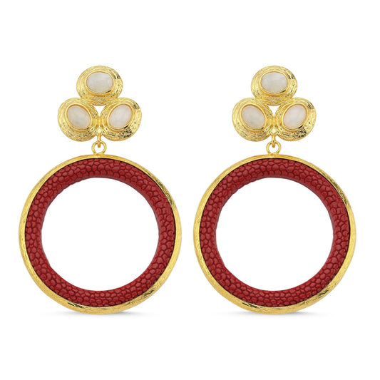 Medusa Ruby & White Earrings