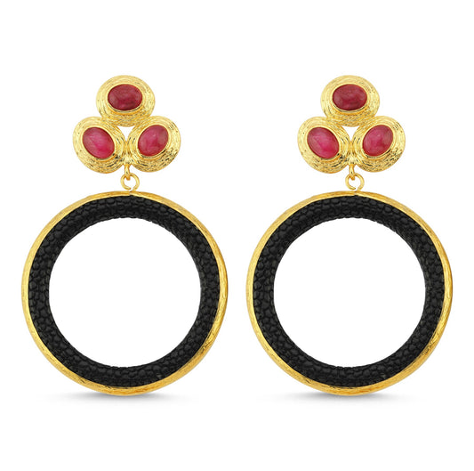 Medusa Black and Ruby Earrings