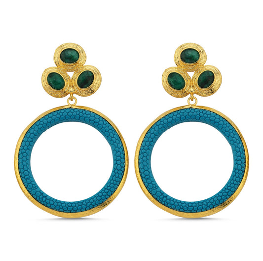 Medusa Turquoise & Emerald Earrings