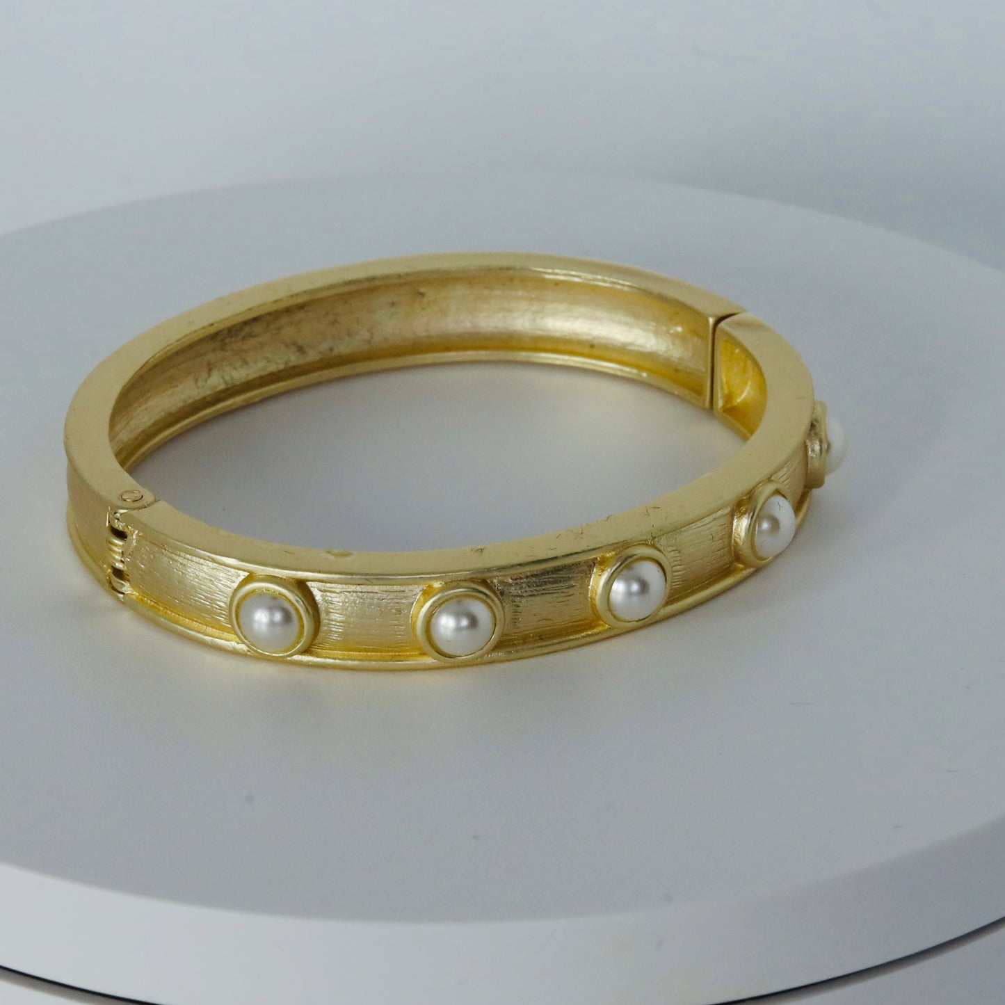 Matte Gold Pearl Bangle Bracelet