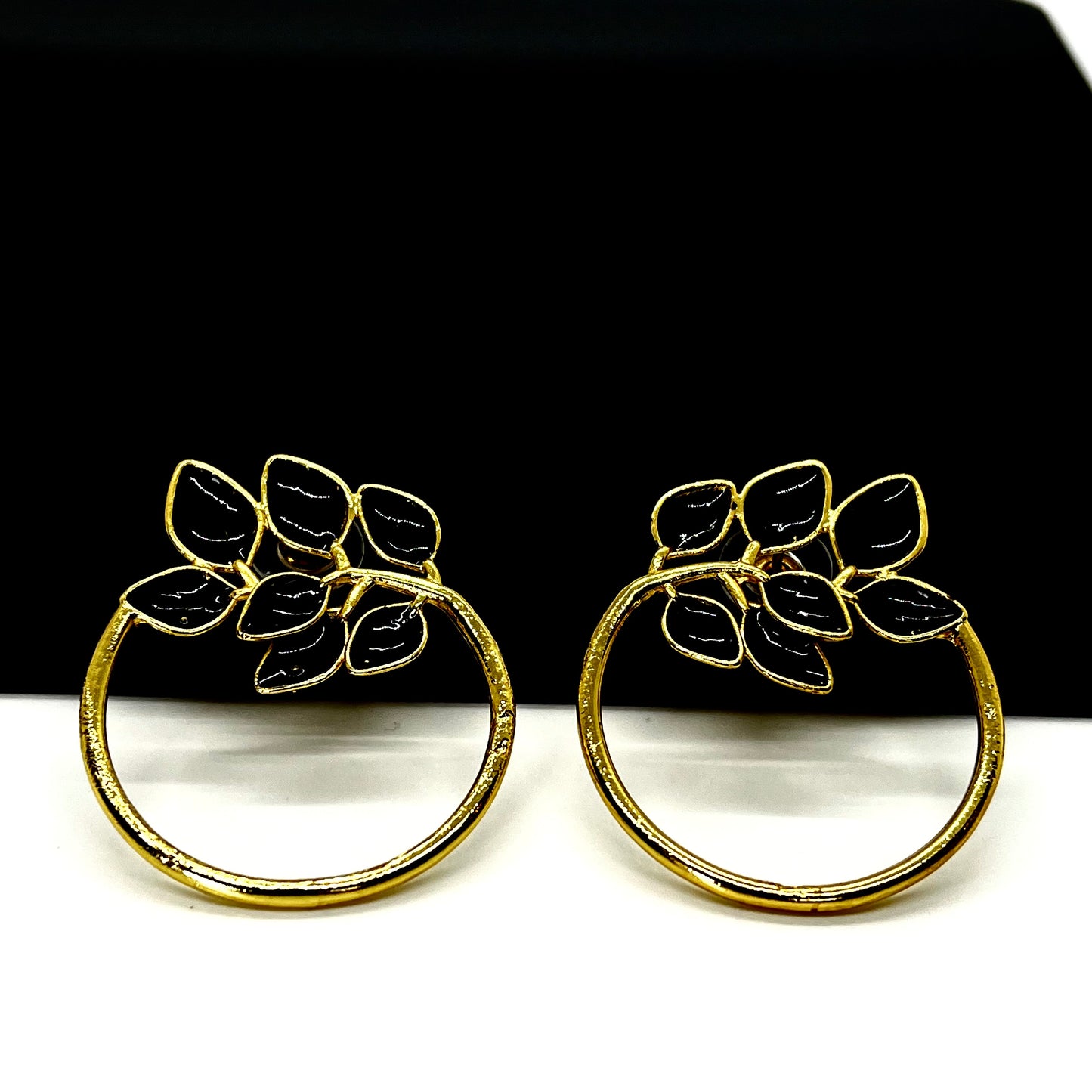 Black Leaf Cluster Earrings