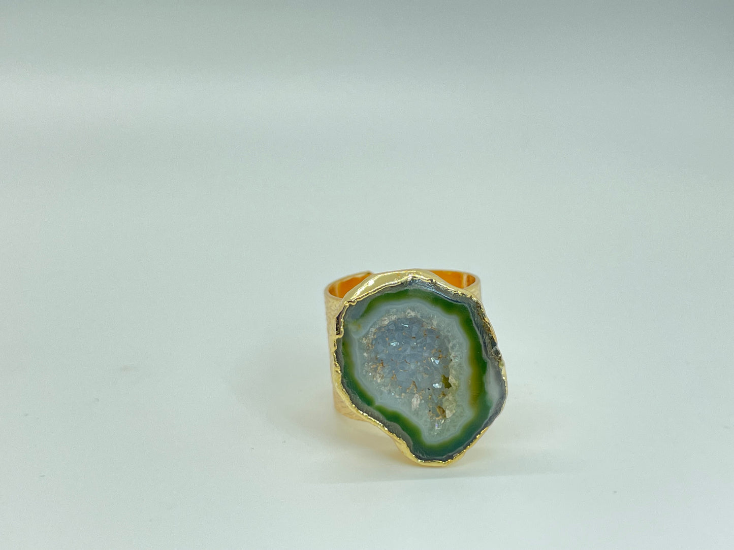 Olive Green Agate Ring