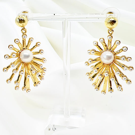 Pearl Drop Starburst Earrings