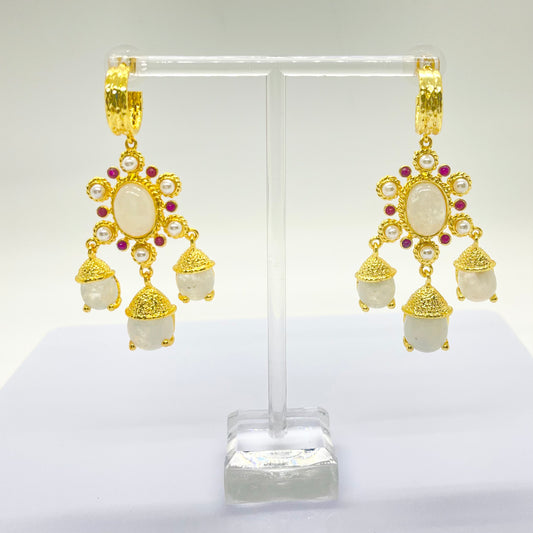 White Chandelier Earrings