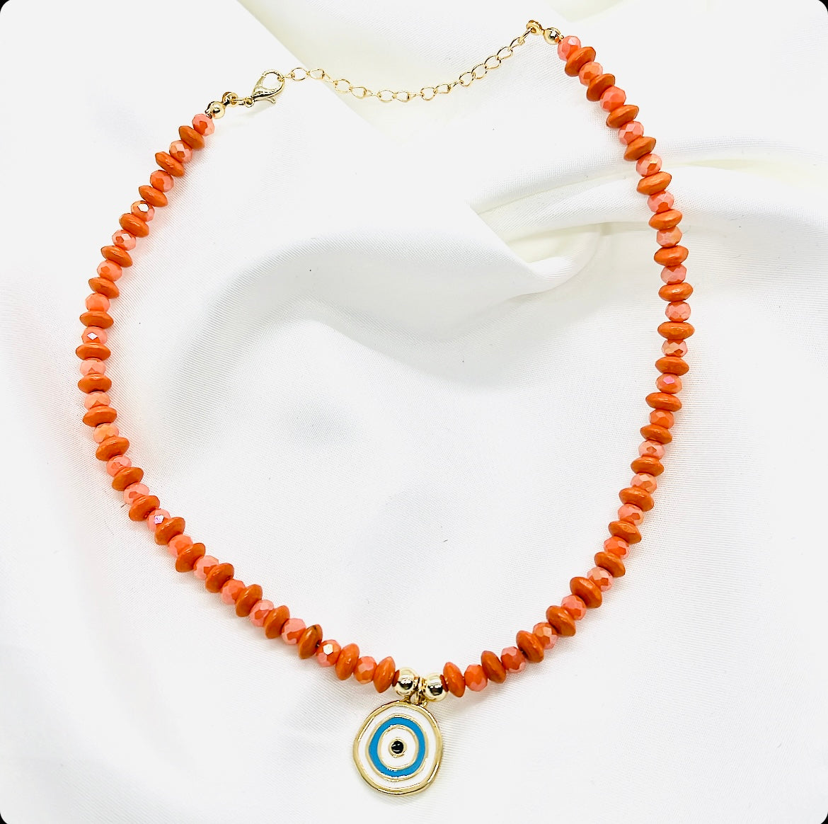 Orange Evil Eye Necklace