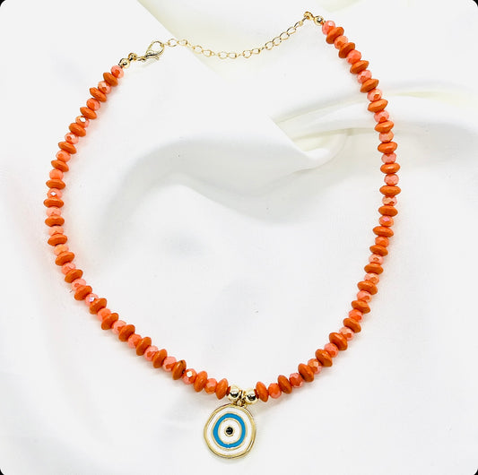 Orange Evil Eye Necklace