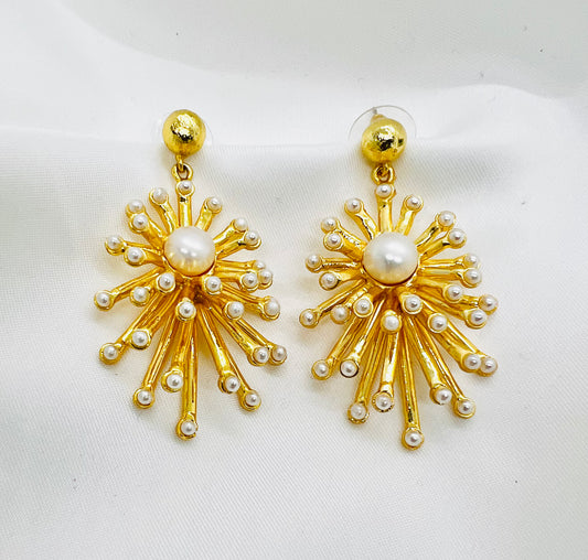 Pearl Drop Starburst Earrings