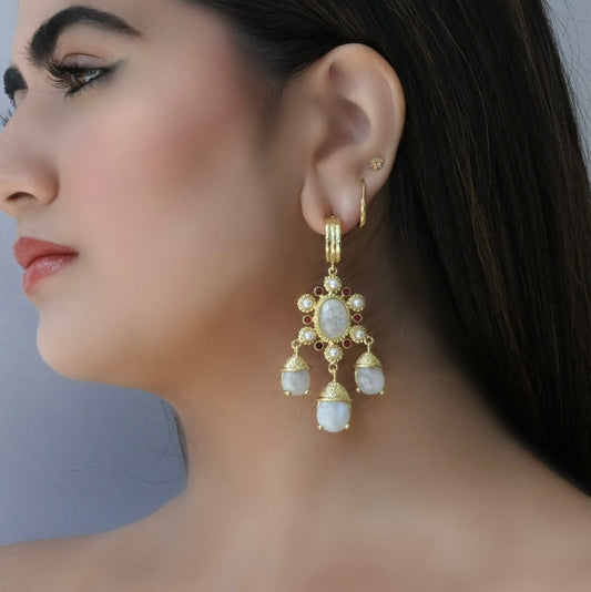 White Chandelier Earrings