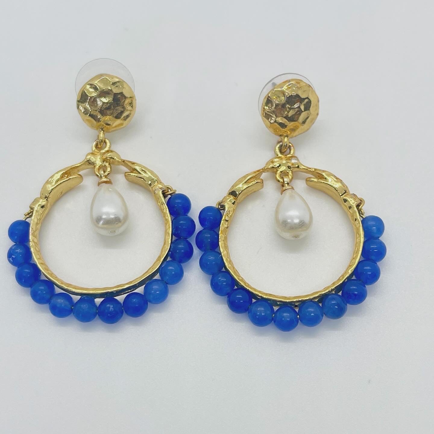 Aila Blue Beaded Pearl Earrings