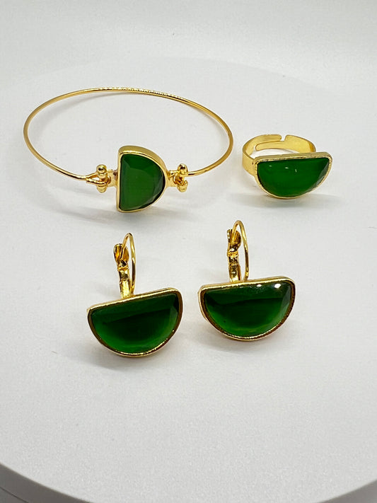 Green Chalcedony Jewelry Set