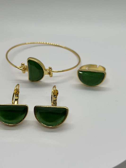 Green Chalcedony Jewelry Set